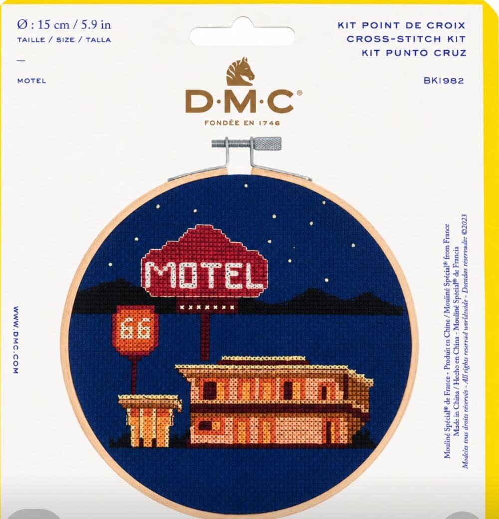 DMC Motel ROUTE 66 STARY SKY Cross Stitch Embroidery Kit 5.9" BK1982 New